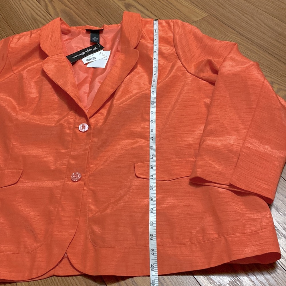 Maggie Barnes women’s plus blazer / jacket orange shine bright fabric size 2X - Picture 8 of 13